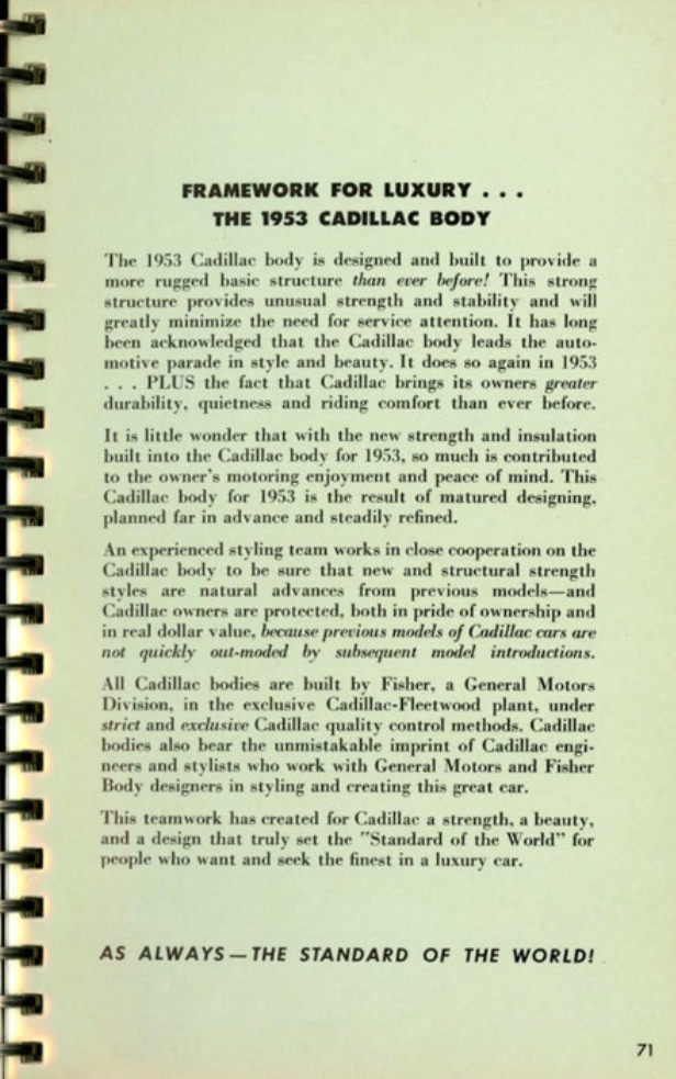 1953 Cadillac Salesmans Data Book Page 156